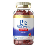 Vitamina B12 Gomitas Potente 6000mcg Metilcobalamina 180u #1 Sabor Cherry