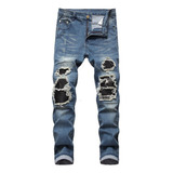 K&k Jeans Chupines Con Efecto Roto Desgastado Para Hombr [u]