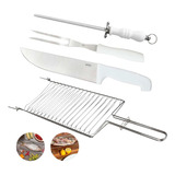 Kit Churrasco Conjunto Do Assador E Grelha Para Peixe Grande