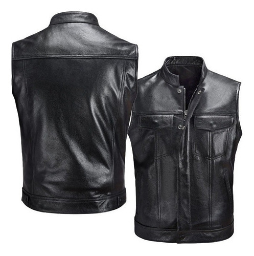 Chamarra De Piel Y Biker, Chaleco Motero Para Hombre P