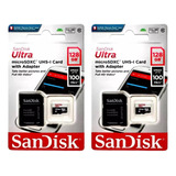 2 Uni. Cartão Memória Micro Sd Sandisk 128gb Classe 10 Ultra