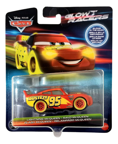 Rayo Mcqueen Cars Glow Racers Disney Pixar Mattel Color Amar