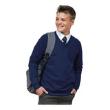 Sweater Pullover Escote V Azul Marino Colegio Escuela