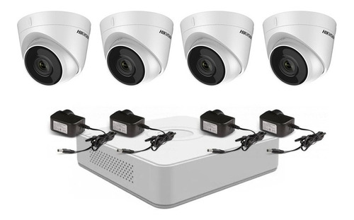 Kit Ip Cctv Hikvision Nvr 4 Canales + 4 Cam Mini Domo 2mpx