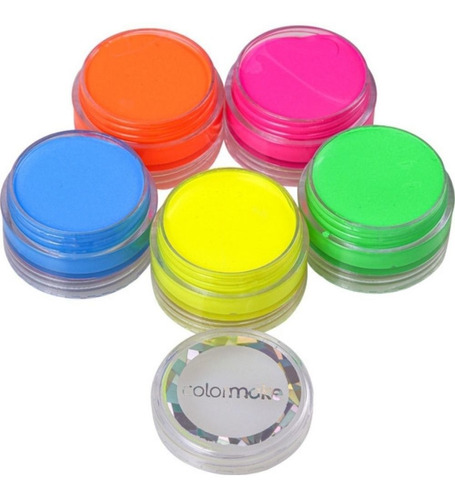 Tinta Para Rosto Cremosa C/ 5 Cores Fluorescentes Tinta Neon