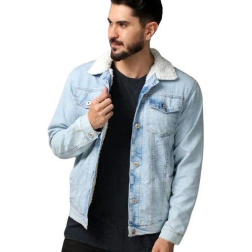 Jaqueta Masculina Pelúcia Jeans Forrada Pelinhos