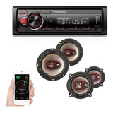 Toca Rádio Carro Mp3 Player Bluetooth Usb + 4 Alto Falantes