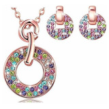 Cristales De Swarovski Colorful Round Set Colgante Necklace