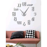 Reloj De Pared 3d Tamaño Grande 100 X 100 Cm Color Plateado 