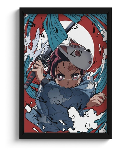 Quadro Demon Slayer Tanjiro Kamado C/ Moldura E Vidro A4