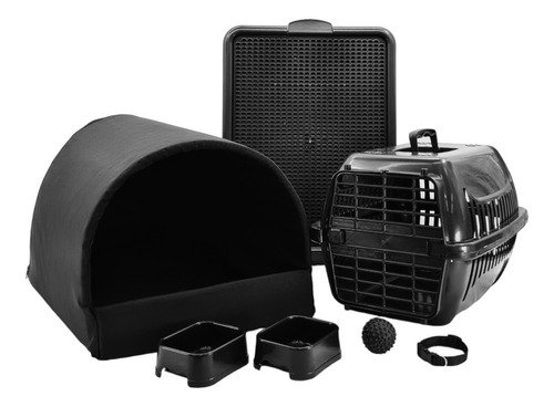 Kit Cachorro Gato Caminha Tunel Transporte Sanitário Grande Cor Preto