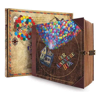 Nuestro Libro De Aventuras Album Fotografico Diario Vintage Up\u002Fballon Our Advebture Book 75 Hojas\u002F150 Páginas Etiquetas De Papel 12pcs Etiqueta Engomada 9pcs | Envío gratis
