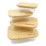 Bambooware Recipientes De Vidrio Con Tapas | Juego De Crista