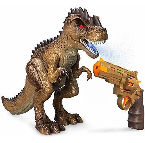 Muñeco De Dinosaurio Con Pistola Color Marron De Palstico