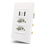 Tomada Dupla Usb De Parede Universal Bivolt 2.1a Celular 4x2 Cor Branco