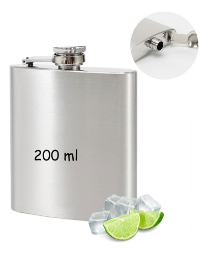 Cantil Inox Porta Bebida Gin Whisk Vodka Rum Bolso Compre Já