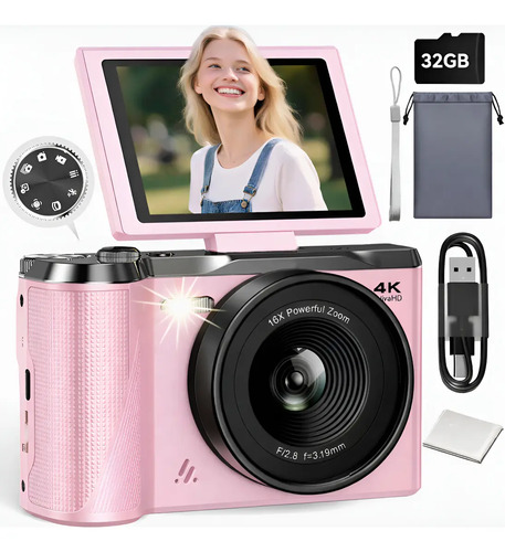 Cámara Digital 4k 56mp Fotográfica 3in 180° Pantalla Girat | Meses sin interés