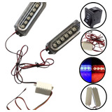 2 Led Strobo Cob Farol Policia Vermelho/azul Carro Moto