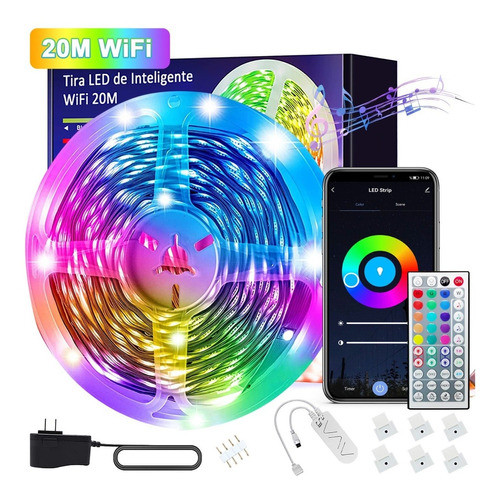 Tiras De Led Rgb Luces Wifi Inteligente Alexa Multicolor 20m