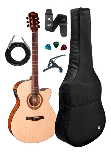 Violão Elétrico Eagle Hofma Hma-295 Kit Capa Luxo Acessórios