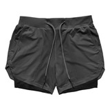 Shorts Deportivos De Compresión Para Hombre, 2 Capas