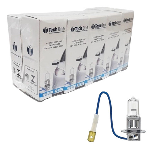 Kit 10 Lampadas Halogenas H3 4300k 12v 55w Techone