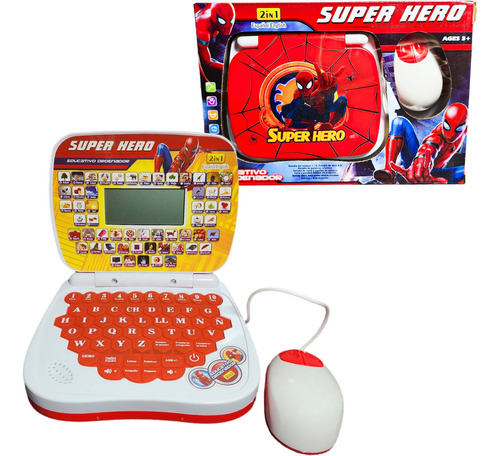 Computadora Laptop Educativa De Spiderman Con Mouse Juguete