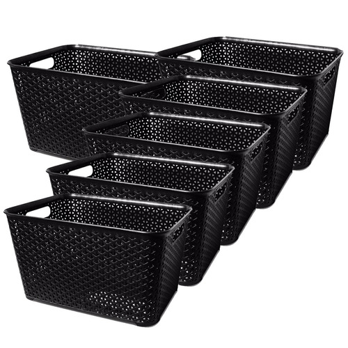 Canastos Organizador Plastico Cesto Rattan Mediano Bajo X 6 Colombraro