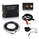 Kit Conversor Cabo Óptico Áudio Digital Tv Home Theater Aux 