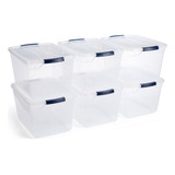 Caja Organizadora Para Hogar De Plastico 28 Lt Con Tapa 6 Pz