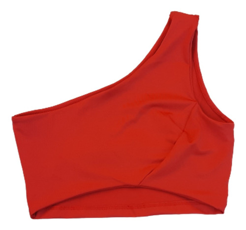 Top Rosa Rojo Barbie Un Hombro Lycra Mujer Ropa Para Salir