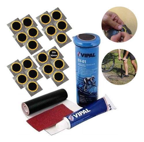 Kit Remendo Bike Pneu Camara De Ar +20 Reparos Estrela Vipal