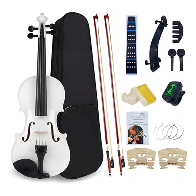 Violin 4\u002F4 Principiante Acústico Profesional Brillante Para Adulto Niños Niño Niña Estudiantes De Música Con Accesorios 2 Arcos, 4 Cuerdas De Repuesto, 2 Puentes, Resina Y Afinador Electrónico | Meses sin interés