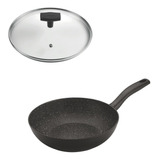 Set Wok Antiadherente 28cm Con Tapa Daily Ghidini