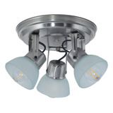 Aplique Spot Acero 3 Luces Tulipa Vidrio Apto Ventilador 