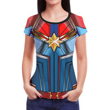 Camiseta Capitã Marvel Feminina Camisa Baby Look Roupas