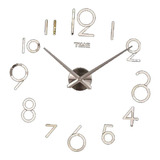 Diy 3d De Reloj Digital Ornamento De Pared Decoración Plata