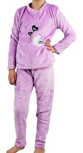 Pijama Niña Polar. Diseño Gatita De Corderito. Palo De Rosa