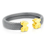 Pulsera Mesh  Tous De Acero Y Baño De Oro 18 K