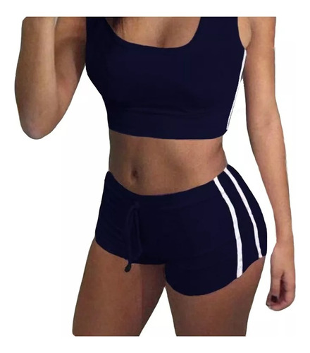 Conjunto Sexy Blusa Top Y Short Deportivo Algodon Mujer 5313