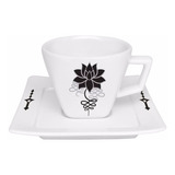 Kit 6 Xícaras Cafézinho Lotus Oxford® Porcelana 75ml