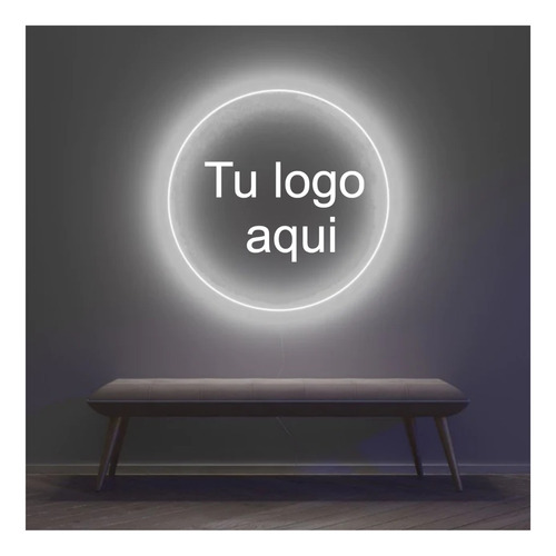 Letrero Led Neón Personalizado  Circular Luminoso Blanco