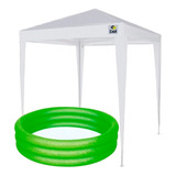 Tenda Gazebo Camping 2x2m Mt Branca + Piscina Inflável 140l