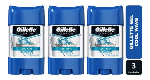 Pack X 3 Desodorante Gel Clear Gillette Cool Wave