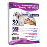 Papel Adhesivo Fotografico Antioxido Glossy A4 135g 50 H