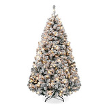 Arbol De Navidad Artificial Con Nieve Y Luces - 185 Cm