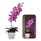 Vaso Arranjo Flor Orquideas Planta Artificial Buque Enfeite