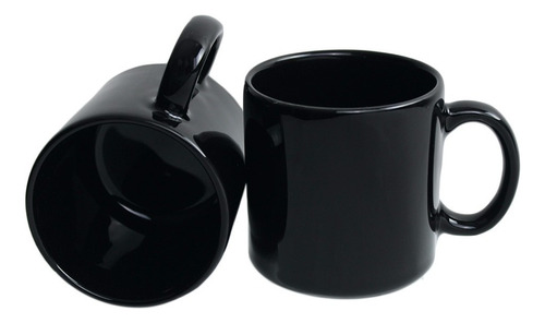 6 Tazas Para Café Y Té De Colores 360 Ml Color Negra