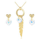 Collares Mujer Corazones Swarovski Cadena Oro Gf Joyas Moda