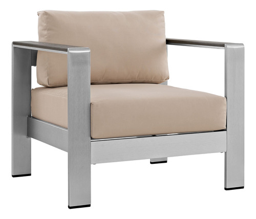 Juego De Sofa Modular De Aluminio Modway, De Color Plata Y B